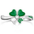 thumbnail image 1 of Anillo Talonior Shamrock con trébol de 4 hojas para el Día de San Patricio, plateado, 1 of 8