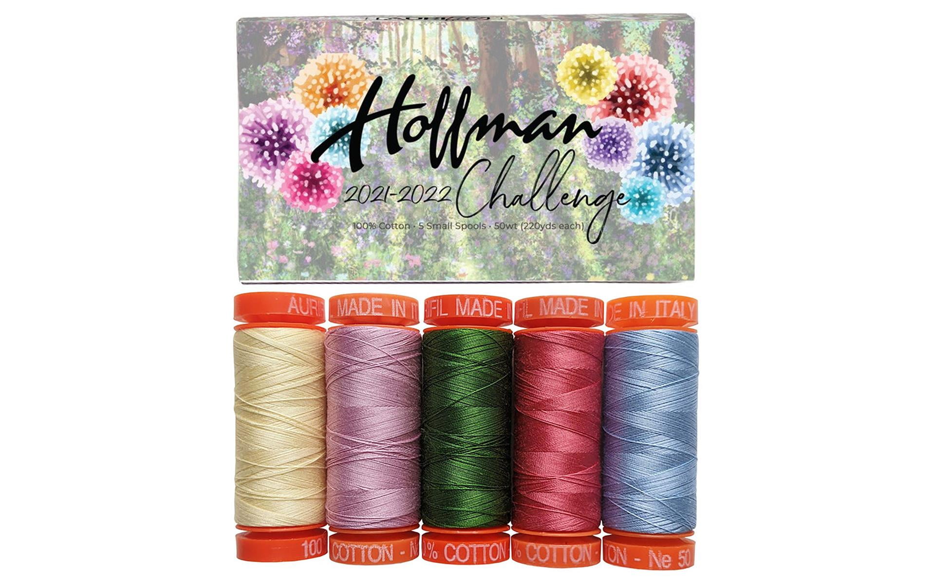 Aurifil Thread Kit 2021/2022 Hoffman Challenge Designer Collection 5 SMALL  SPOOLS 50WT Assorted Colors 220yds Each 