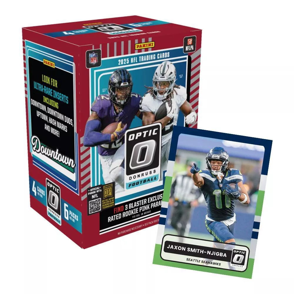 2025 Panini NFL Optic Donruss Football Trading Card Blaster Box Pink Parallels