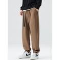 thumbnail image 4 of 2023 New 330G Heavy Sweatpants Men Korean Fashion Banded Waist Knitted Casual Wide Pants Male Baggy Straight Trousers With Belts, 4 of 6