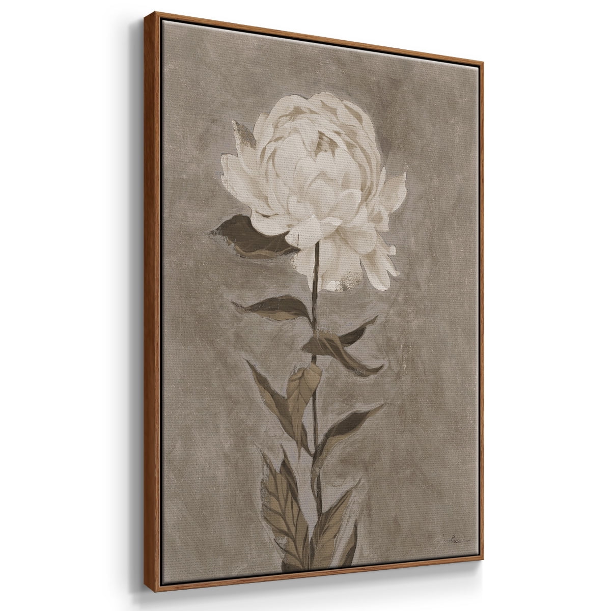 Pretty as a Peony I Framed Premium Gallery Wrapped Canvas - Ready to Hang - 17 x 25 - Walnut Floating Frame