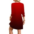 thumbnail image 4 of Qulqfy Casual Dresses for Women 3/4 Sleeve Mini Red Short Tunic V Neck Dresses Fall Womens Dresses M, 4 of 7