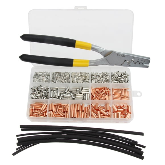970 Pcs Ensemble de Bornes en Cuivre Terminal avec Bornes et Tube Rétractable