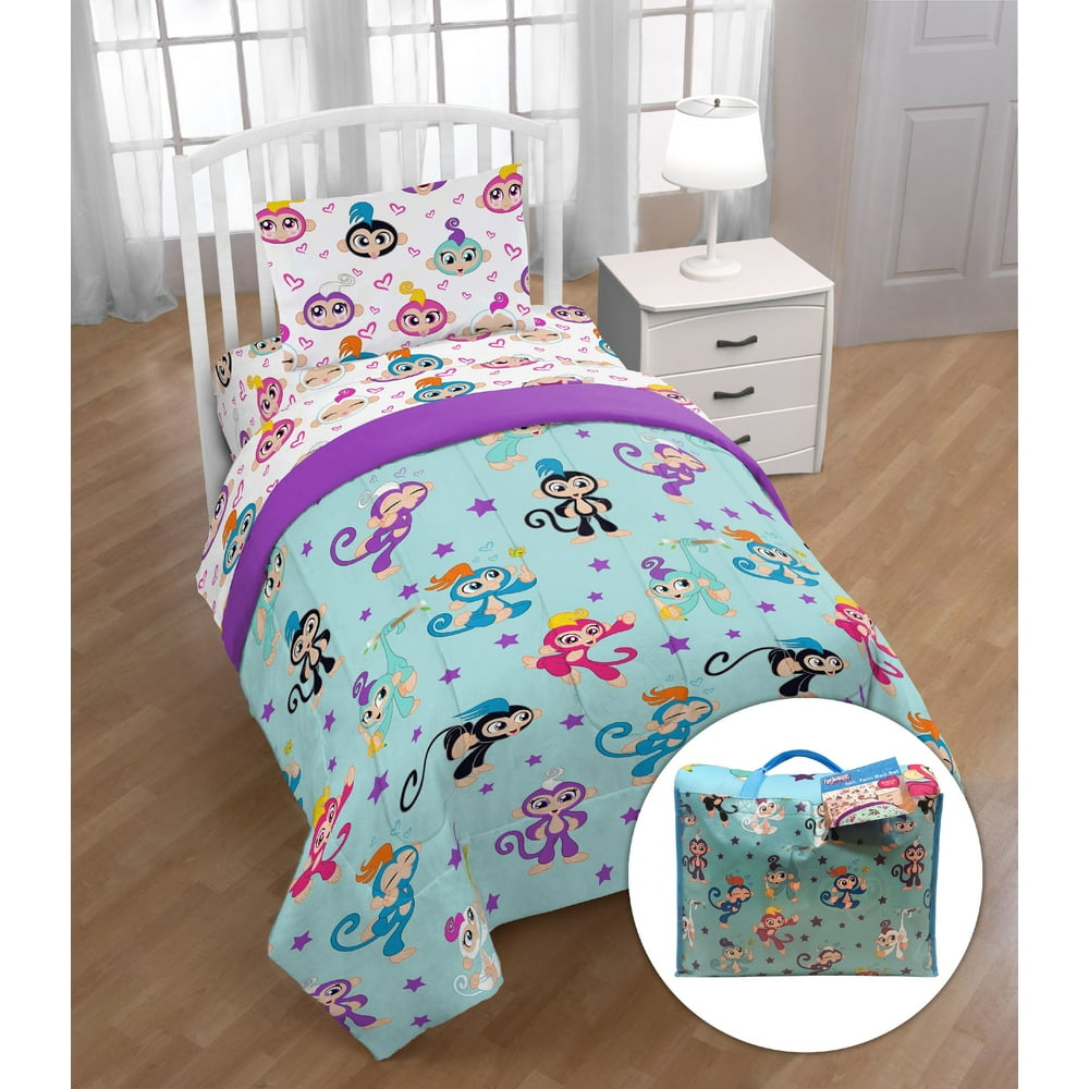 Fingerlings 'Monkey Around' Twin Bed Set with Bonus Tote, Kid's Bedding