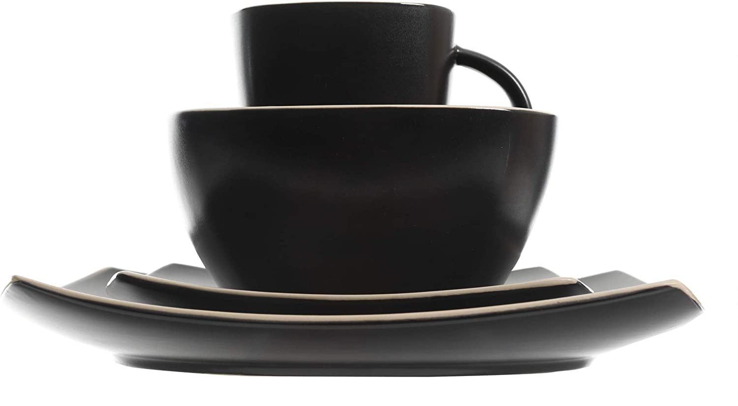 Gibson Home Soho Lounge Square 16 Pc. Dinnerware Set, Matte Black