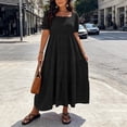 thumbnail image 5 of Horkkom Maxi Dresses for Women Plus Size Summer Short Sleeve Tiered Dress Casual Loose Beach Long Dresses XXXXL, 5 of 10