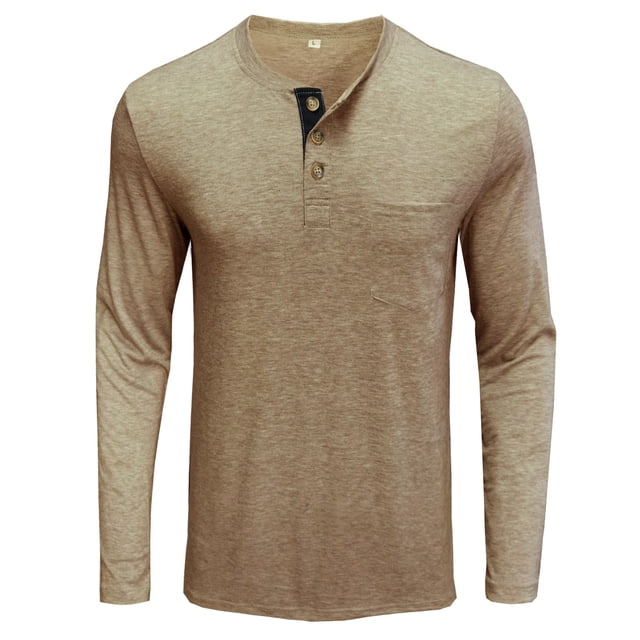 CEHVOM Men Long-Sleeve Beefy Muscle Basic Solid Pure Color Blouse Tee Shirt Top