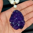 thumbnail image 7 of EOEMY Cultured White Rice Pearl Necklace Amethyst Druzy Pendant 22", 7 of 7