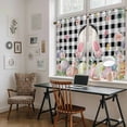 thumbnail image 5 of Easter Kitchen Curtain for Berdoom Living Room Cafe 45 Inch Length, Spring Bunny Feet Flowers Eggs Black Buffalo Plaid Tiers Curtains Light Filtering Drapes Window Treatment 2 Panels 52"Wx45"L, 5 of 8
