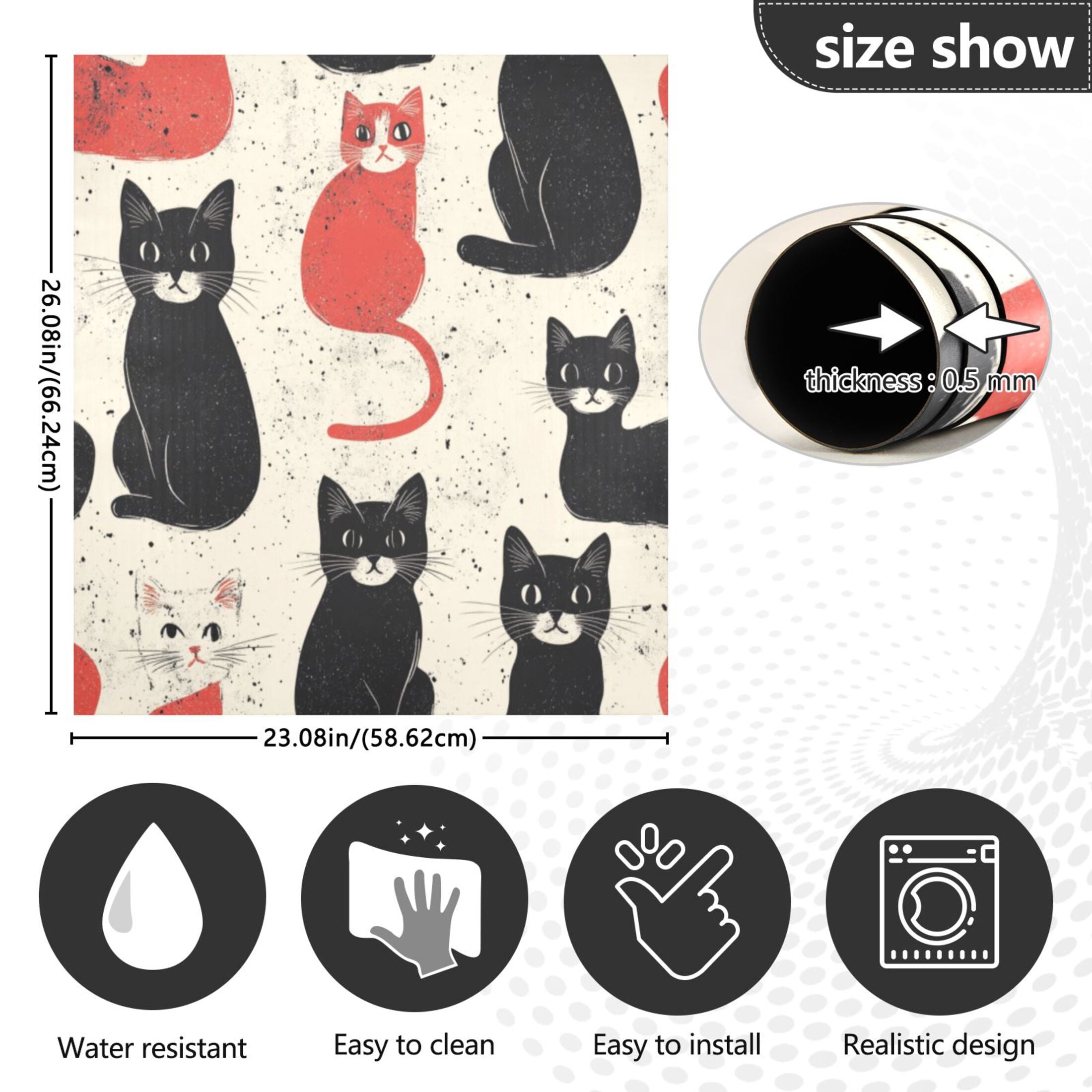 Dishwasher Magnetic Sticker 23x26 Inch Refrigerator Magnetic Sticker Washing Machine Magnetic Sticker Kitchen Panel Magnetic Sticker Home Decor Black Cat and Red Cat