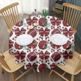 thumbnail image 3 of Red Football Helmets with Bows Pattern Round Tablecloth 60"x60",Wrinkle Wipeable Table Cloth for Kitchen Dining Room Picnic Patio Party, 3 of 6