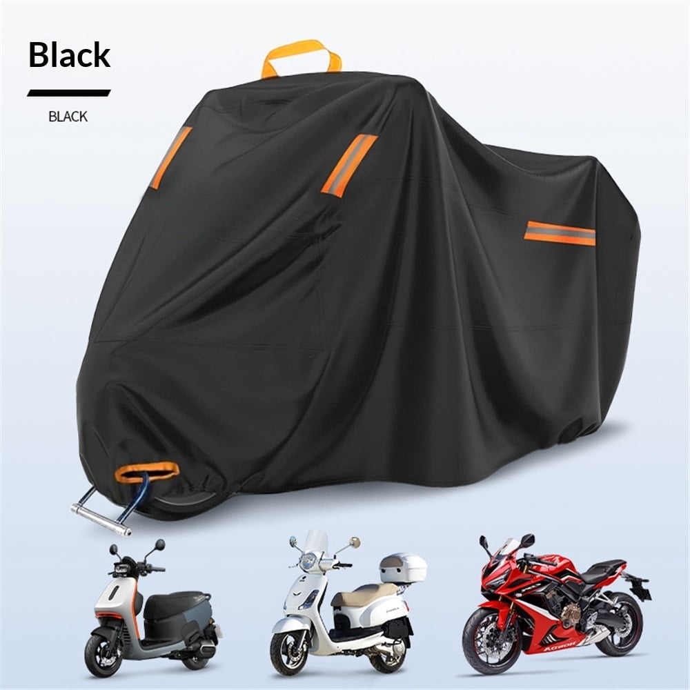 210D Heavy Duty Small Motorcycle Cover, All Season Durable Waterproof Outdoor Protection Scooter Cover with Lock-Holes Storage Bag Fits up to Bike （210D-M【200*95*110】）