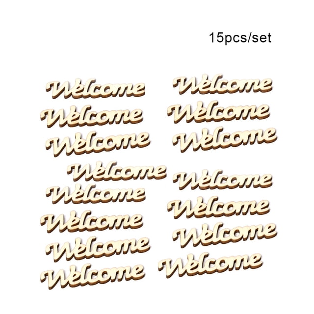 15pcs/set Vintage Rustic Style WELCOME Wooden Table Stand Sign Ornaments DIY Wedding Party Decoration Board