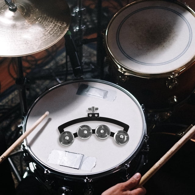 unbranded Tamborín Musical Plateado Para Batería Con Montaje Fácil Y Campanas De Mano Para Tocar