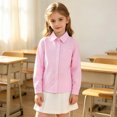 thumbnail image 6 of FYDUU Kids Boys Girls Long Sleeve Striped Shirts Children's Button Down Dress Shirts Formal School Uniform Tops Back To School Clothes 8-9 Years, 6 of 6
