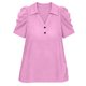 thumbnail image 4 of Camisetas de Manga Corta de Verano para Mujeres Moda Pullover de Color Sólido Botón de Solapa Botón Extraíble Camisetas de Manga Corta de Verano de las Mujeres, 4 of 5