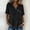 Black, variant on Women's Summer Beach V Neck Tops Short Sleeve Casual Button Decor Ruffled Hem Ruched Shirts Lightweight Flowy Blouse