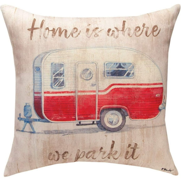 Manual Woodworkers SLCHPI Camping Home is Where We Park It Throw Pillow, 18 inch, Multicolor