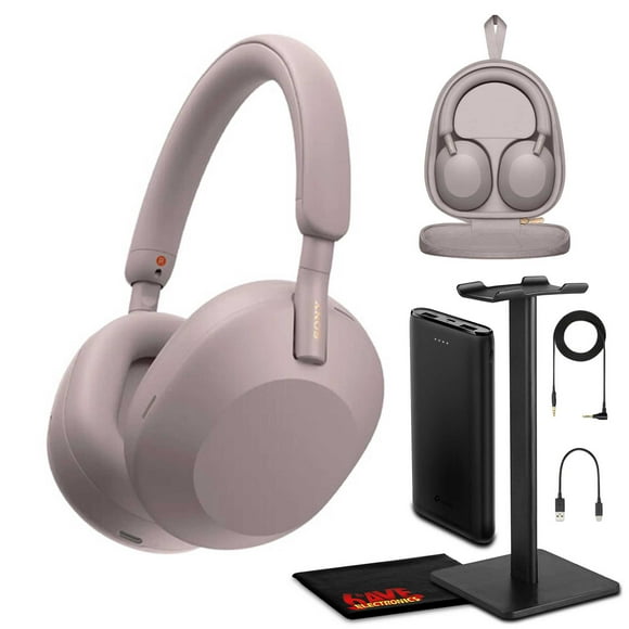 Sony WH-1000XM5 Best Auto Noise Canceling Wireless Over-Ear Headphones, 30hr Battery Life - Optimizer for Alexa and Google Assistant, Crystal Clear Hands-free Calling and Built-in mic Bundle (Pink)
