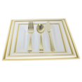 thumbnail image 2 of Exquisite Wedding & Party Dinnerware, Disposable Plastic Square Salad/Dessert Plates (8 Inch) - White with Gold Rim - 40 Pack, 2 of 5