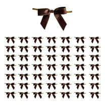 Btomtd 2.75"x1.96" 50pcs Hand Tied Ribbon Bow for Baking Cake Gift Packaging and Finished Boxes Rimmed Ribbon Bows and Ornaments for Celebrations, Brown