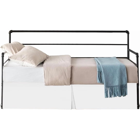 Pleated Daybed Skirt with Split Corners Twin Size - 18 Inch Tailored Drop Easy Fit - Pleated Daybed Dust Ruffle - 100% Microfiber Soft, Wrinkle-Free Daybed (White, Twin-18 Drop)