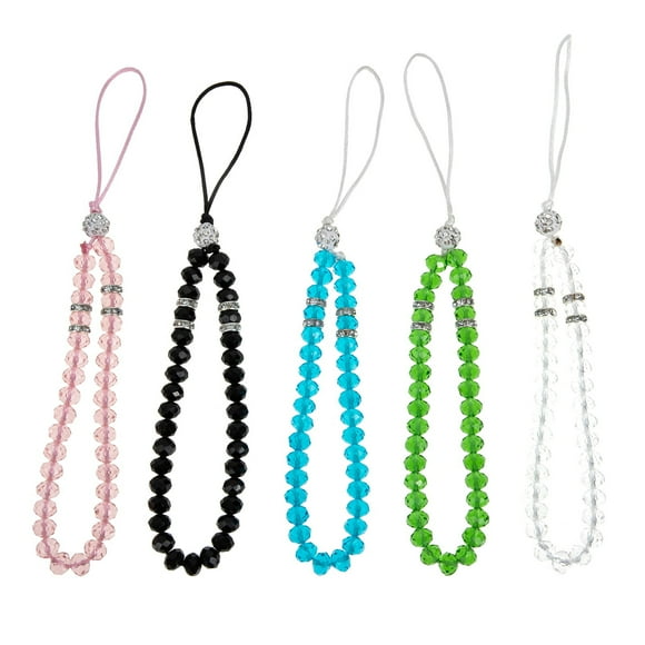 FRCOLOR Cell Phone Lanyard 5pcs Cell Phone Wrist Lanyard Beaded Mobile Phone Lanyard Strap Phone Charms,9.45"X0.35"X0.35"