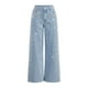 thumbnail image 1 of Pantalones vaqueros de mujer con diamantes de imitación, cintura alta, rectos, de pierna ancha, elásticos y brillantes., 1 of 7
