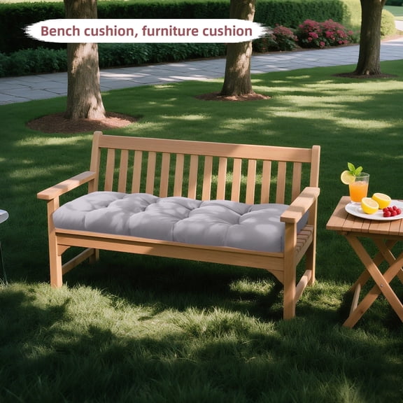 Millsilo Tufted Bench Cushion with Non-Slip Bottom, Water-Resistant Polyester Fabric, Foam & Fiber Filling, 36 x 14 x 4 in, Indoor Outdoor Seat Pad