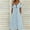 Light Blue, variant on Sevevn Women's Summer Fashion Solid Color ButtonHollowing Out Pocket Short Sleeve Round-Neck Dress