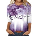 thumbnail image 1 of Pisexur Hauts pour Femmes Grande Taille Mode Chemises 3/4 Automne Décontractées Blouses à Col Rond Mignonnes à Imprimé Floral Tuniques Amples, 1 of 5