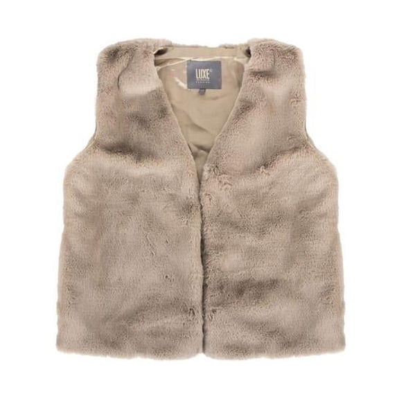 Faux Rabbit Fur Vest - Tan - Medium