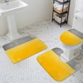 thumbnail image 3 of Yellow Gray Bathroom Rugs Set Geometric Color Block Non Slip Absorbent Soft Bath Mats 3 Piece Set with Bathroom Rug, U-Shaped Floor Mat, Toilet Seat Cover Large Size, 3 of 9