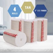 Med Pride 3 inch x 180 inch Elastic Bandage Wrap with Velcro Closure, Latex-Free, Reusable Compression Bandage, 4 Pack