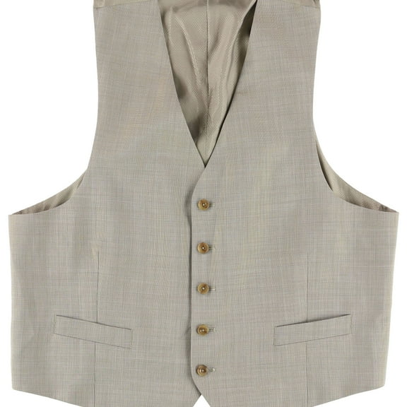 Michael Kors Mens Neat Pindot Five Button Vest, Beige, 37 Regular