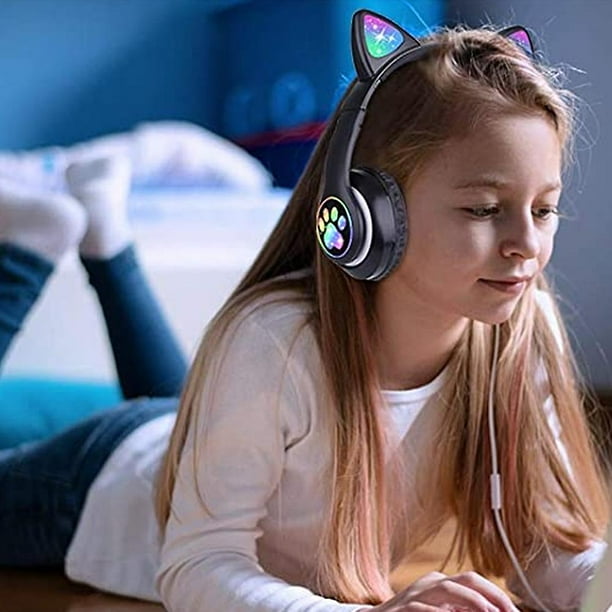 Bluetooth Casque Chat Oreille sans Fil avec Lumineuses LED, Casque