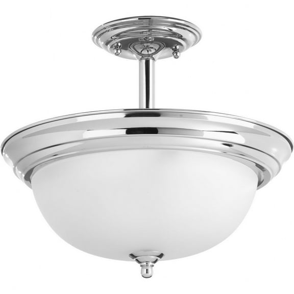 Progress Lighting, Melon Collection, 2-Light Semi-Flush Mount, Brushed Nickel, Dome Shaped Glass