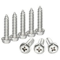 Phillips Hex Washer Self Tapping Screws, M5 x 25mm 304 Stainless Steel Hex Flange Sheet Metal Screw 10pack
