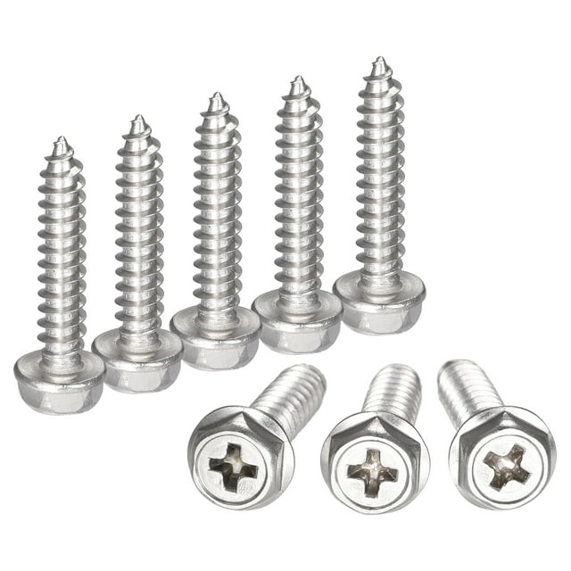 Unique Bargains Rondelle Hexagonale Phillips en Acier Inoxydable 304 M5 x 25 mm à Vis Autotaraudeuses, Lot de 25
