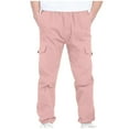 thumbnail image 4 of Boys Nylon Cargo Pants with Multipockets Solid Color Elastic Waist Stretch Comfy Joggers Trousers Unisex Child (12 Years, Pink 01), 4 of 7