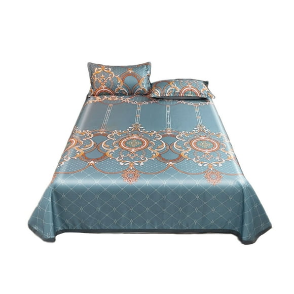 Silk Bed Sheets,Silk Sheet Set Ice Silk Bed Sheet Three-Piece Cooler Mat Machine Washable and Foldable Non-Deformation Conditioning Mat Bed Sheet Set,Cool Bed Sheets,Soft Bed Sheets