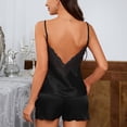 thumbnail image 5 of Gytharion 2 Piece Satin Silk Pajama Sets for Women Lace Patchwork Sling V-neck Backless Tops and Elastic Waist Shorts Summer Fashion Lounge Sets, 5 of 5