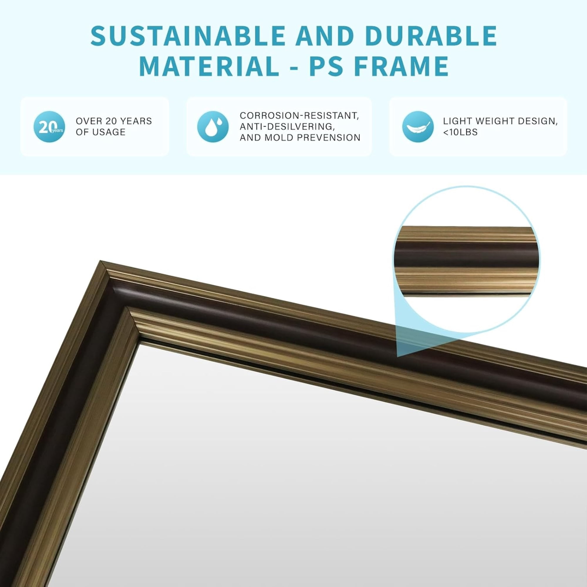 Ultrue UTBM0RT01CO10176 Retro Copper Effect 30x40 Framed Wall Mirror
