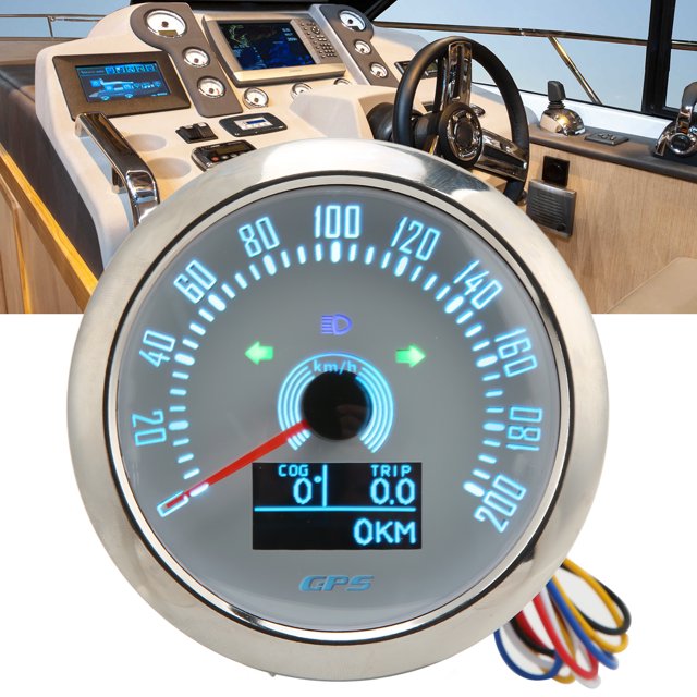 GPS Speedometer, Stainless Steel ABS 85mm GPS Speedometer With Turn Signal Light 0-200KM/H Adjustable 7 Color Backlit For Car RV Ship Car Speedometer