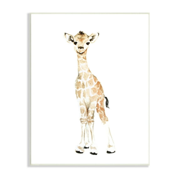 Stupell Industries Baby Giraffe Watercolor Portrait Children's Nursery Safari Animal, 13 x 19,Design by Fox Hollow Studios
