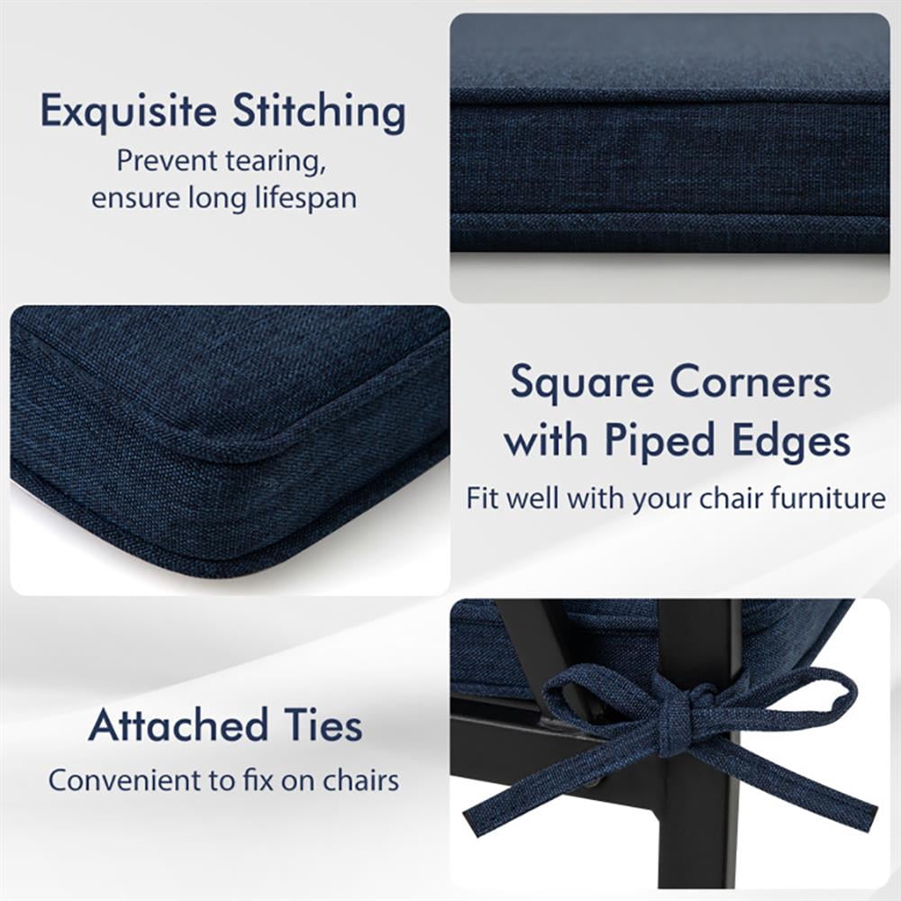 YYAo Outdoor Chair Cushions, Waterproof Outdoor Seat Pads, Outdoor Chair Cushion Set of 2 Waterproof Fade-Resistant Olefin Seat Cushions-Navy