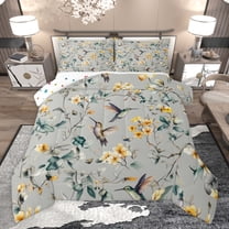 Castle Fairy Animal Hummingbird Full Size Comforter Sets,Chic Floral Flowers Bedding Sets