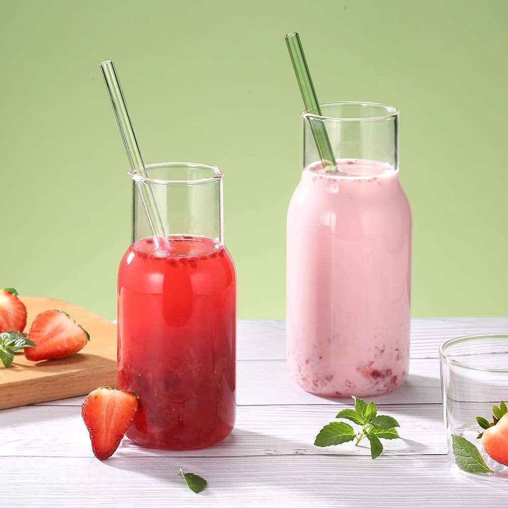 1PC Transparent Glass Drinking Straws Cute Fruit Strawberry Glass Straws  Coffee Milk Straw Reusable Smoothies Bar