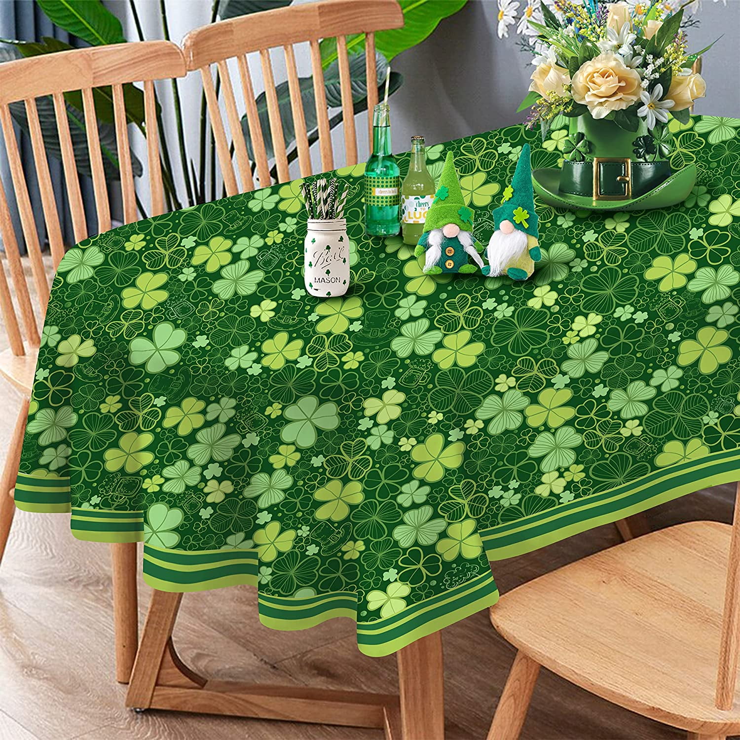 Mindunm Oval St Patricks Day Tablecloth,Shamrock Table Cloth, Oval ...