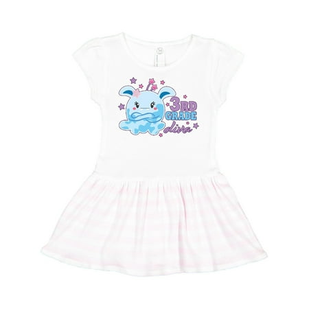 

Inktastic 3rd Grade Diva with Cute Blue Monster Gift Toddler Girl Dress